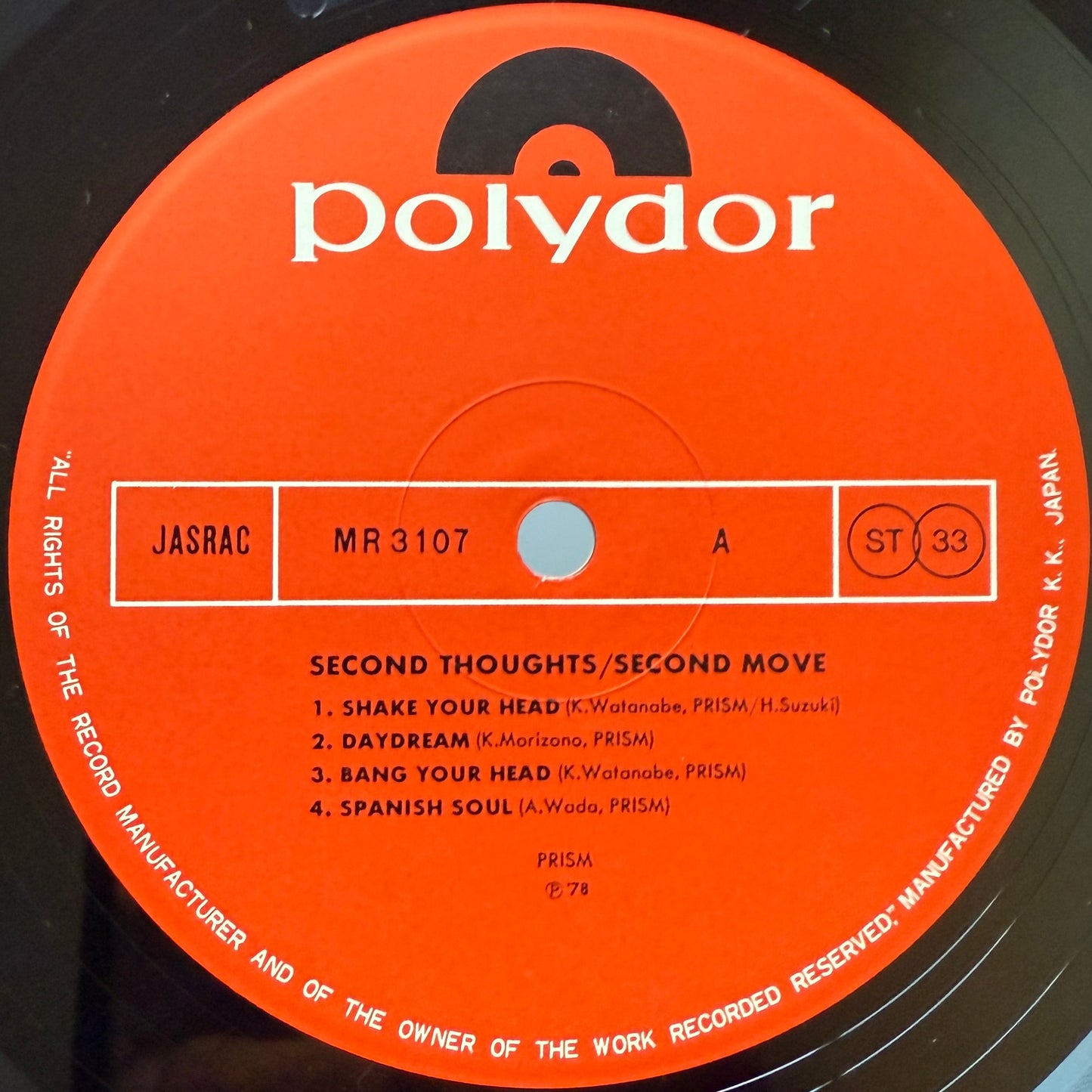 Prism - Second Thoughts / Second Move (Original Press)