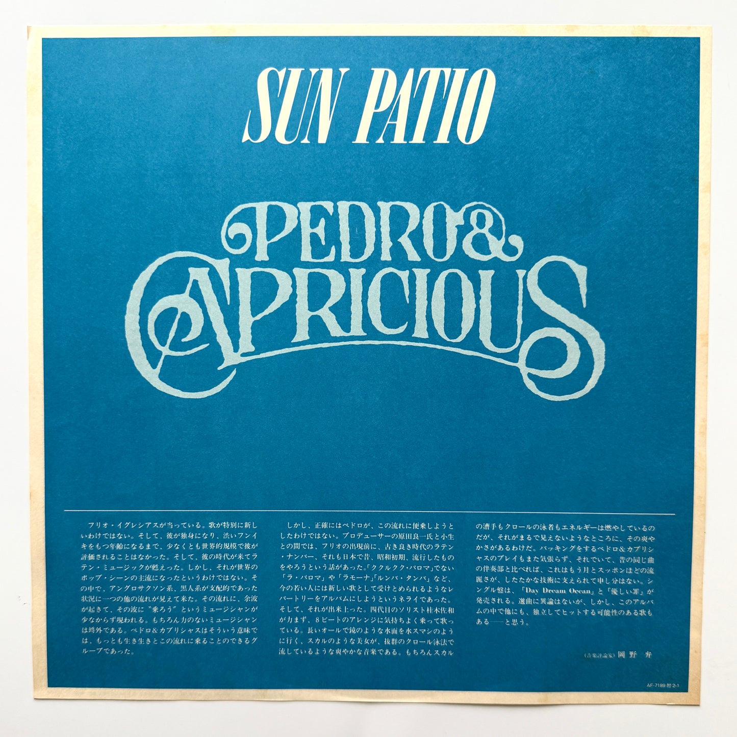 Pedro & Capricious - Sun Patio (Original Promo Press)