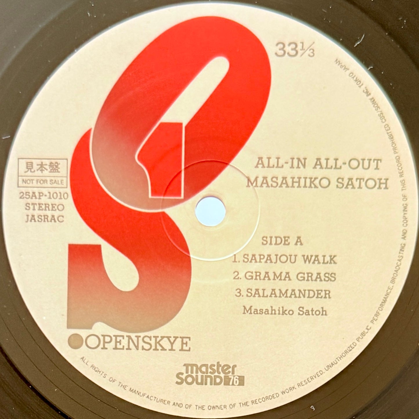 Masahiko Satoh - All-In All-Out (Original Promo Press)