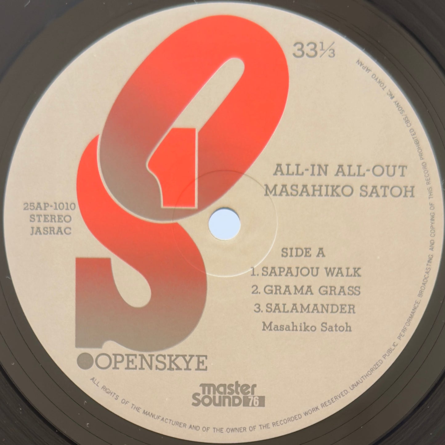 Masahiko Satoh - All-In All-Out (Original Promo Press)