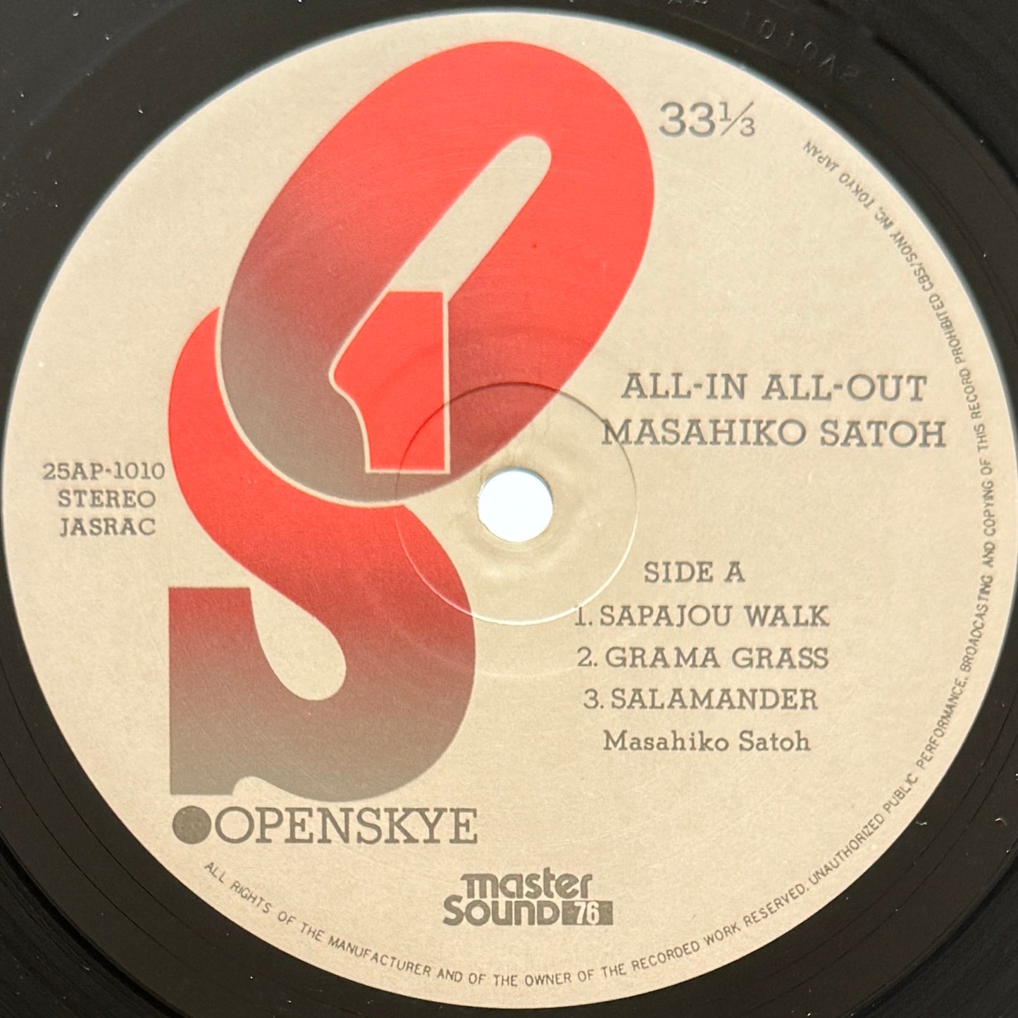 Masahiko Satoh - All-In All-Out (Original Press)