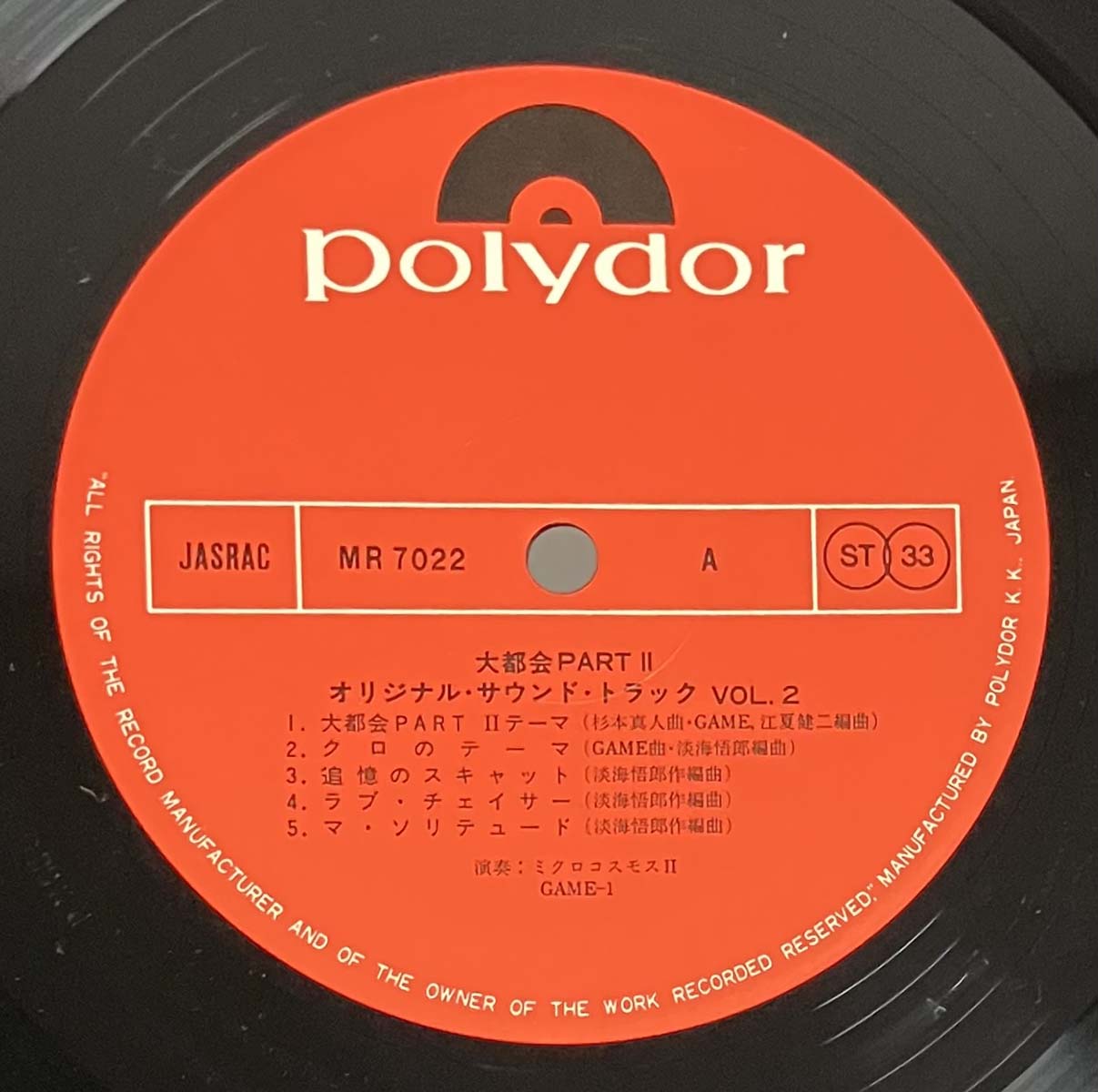 Micro Cosmos - OST「大都会 Part 2」 [1977 Japan Original] (LP)