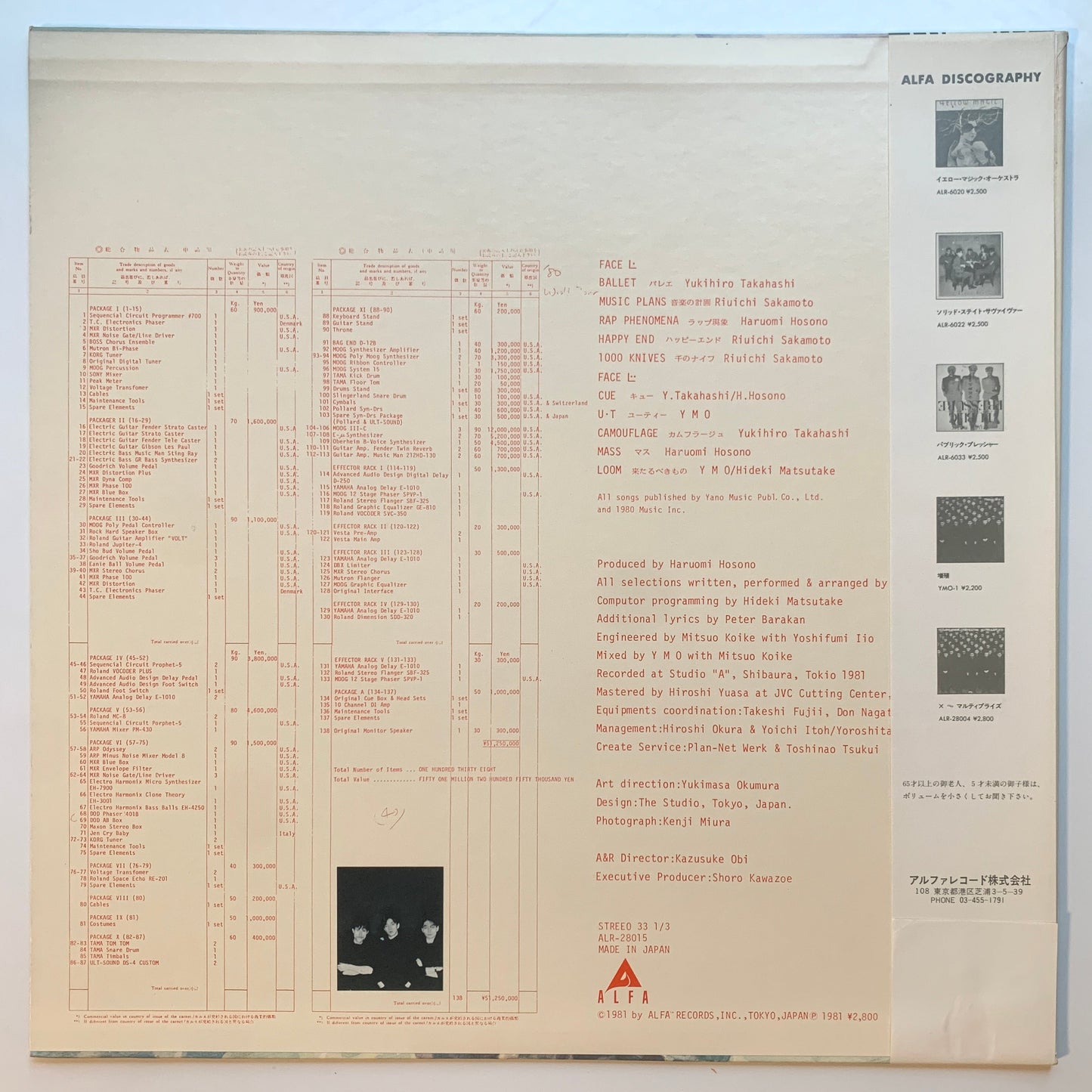 YMO (Yellow Magic Orchestra) - BGM [1981 Japan Original] (LP)