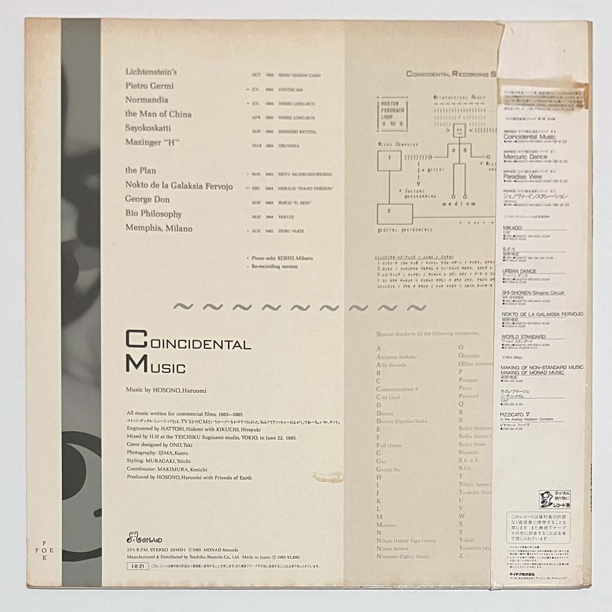 HARUOMI HOSONO - COINCIDENTAL MUSIC (LP)