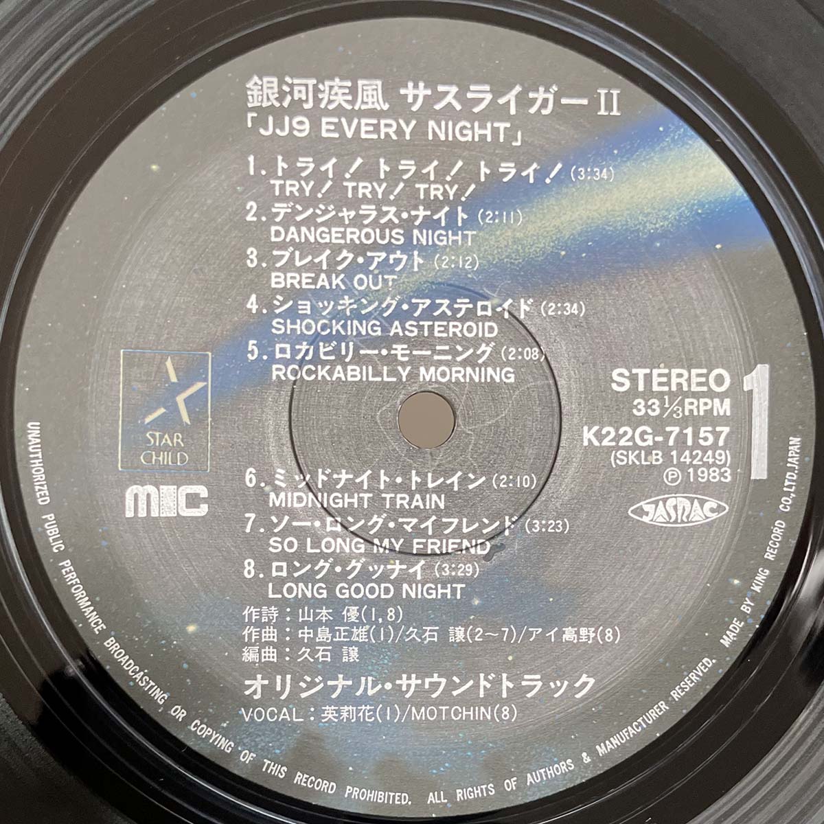 Joe Hisaishi - OST「Galaxy Whirl Wind Sasuraiger Jj9 Every Night」 [1983 Japan Original] (LP)