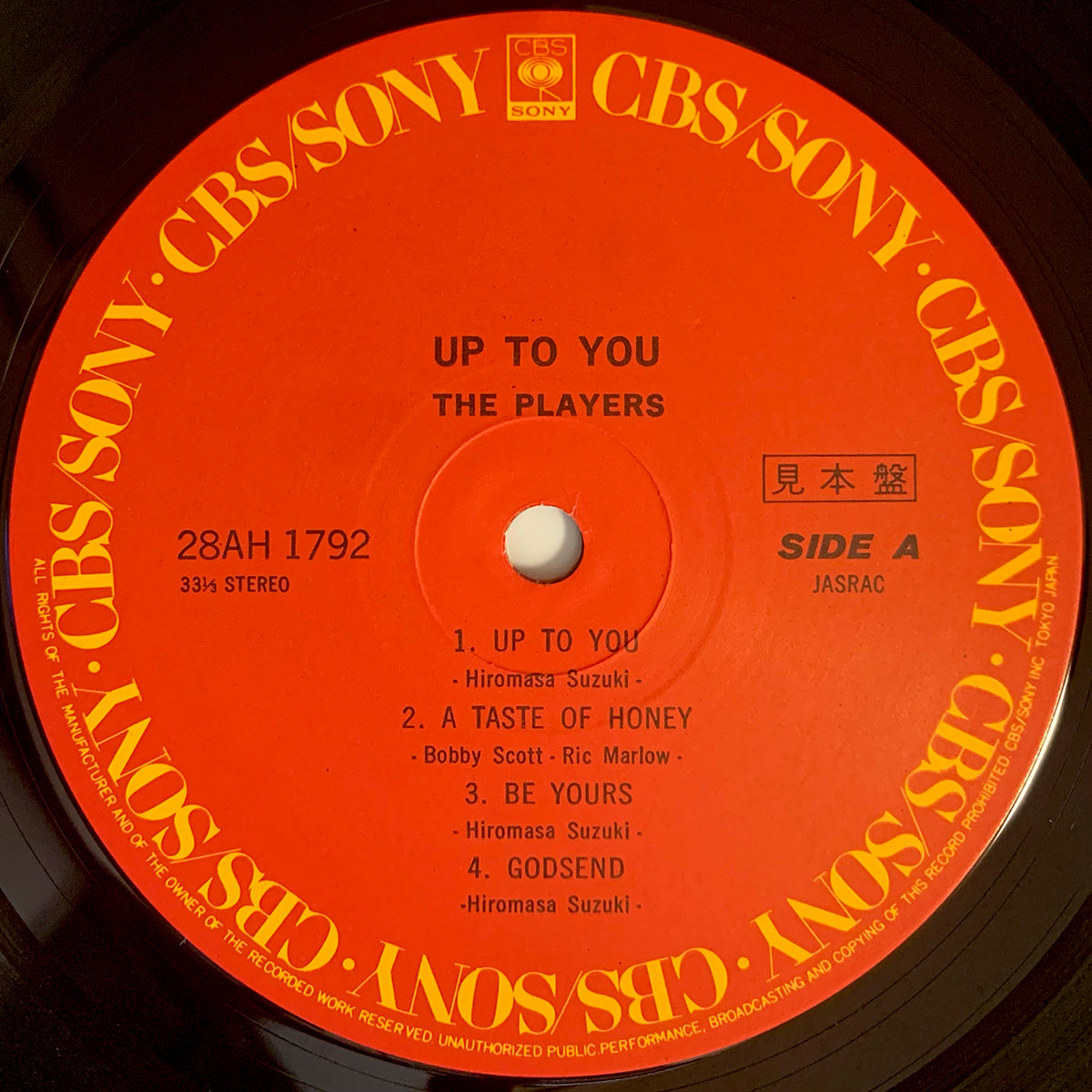 Players - Up To You [1984 Japan Promo] (LP)