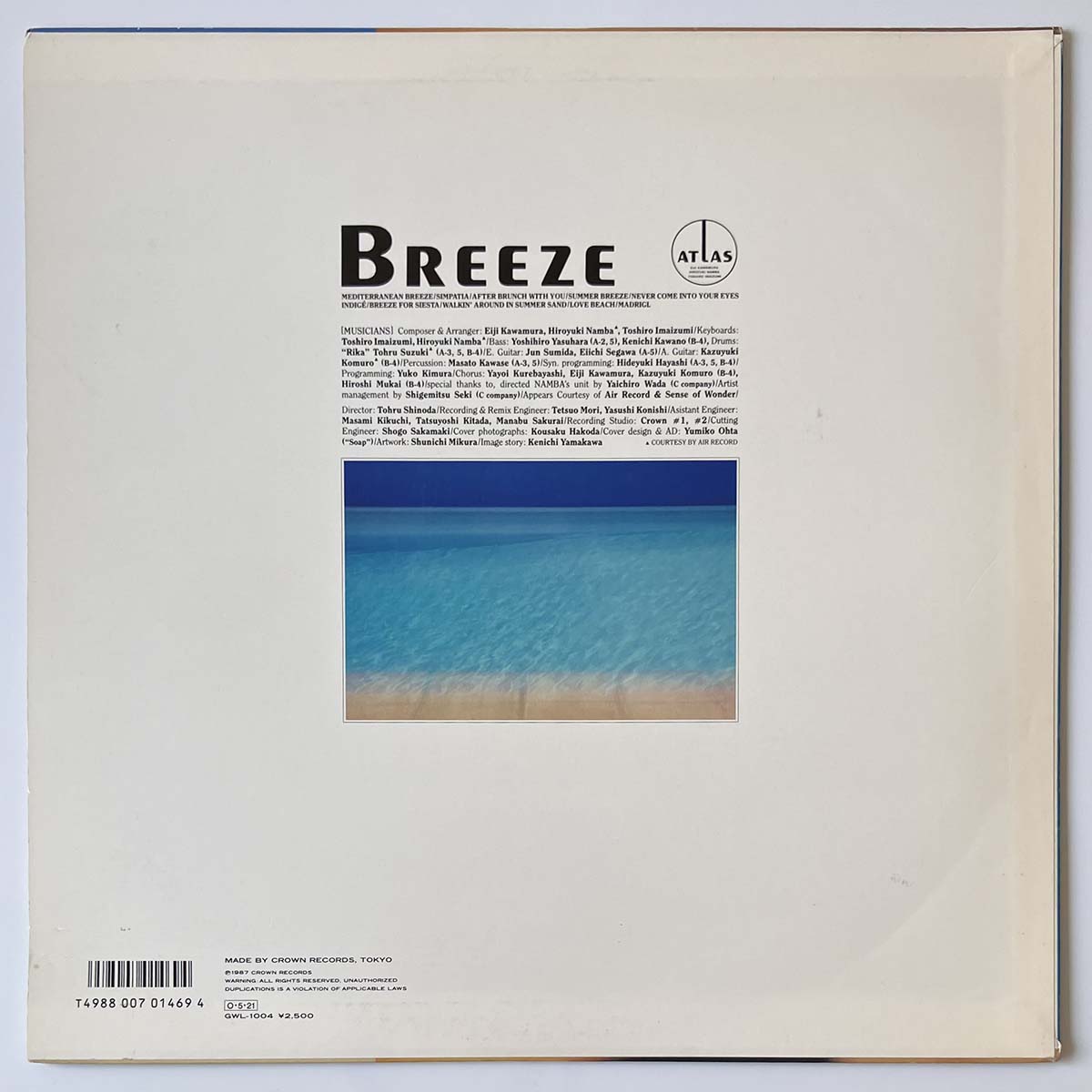 Atlas（Hiroyuki Namba / Eiji Kawamura / Toshiro Imaizumi） - Breeze (1987 Japan Promo - LP)