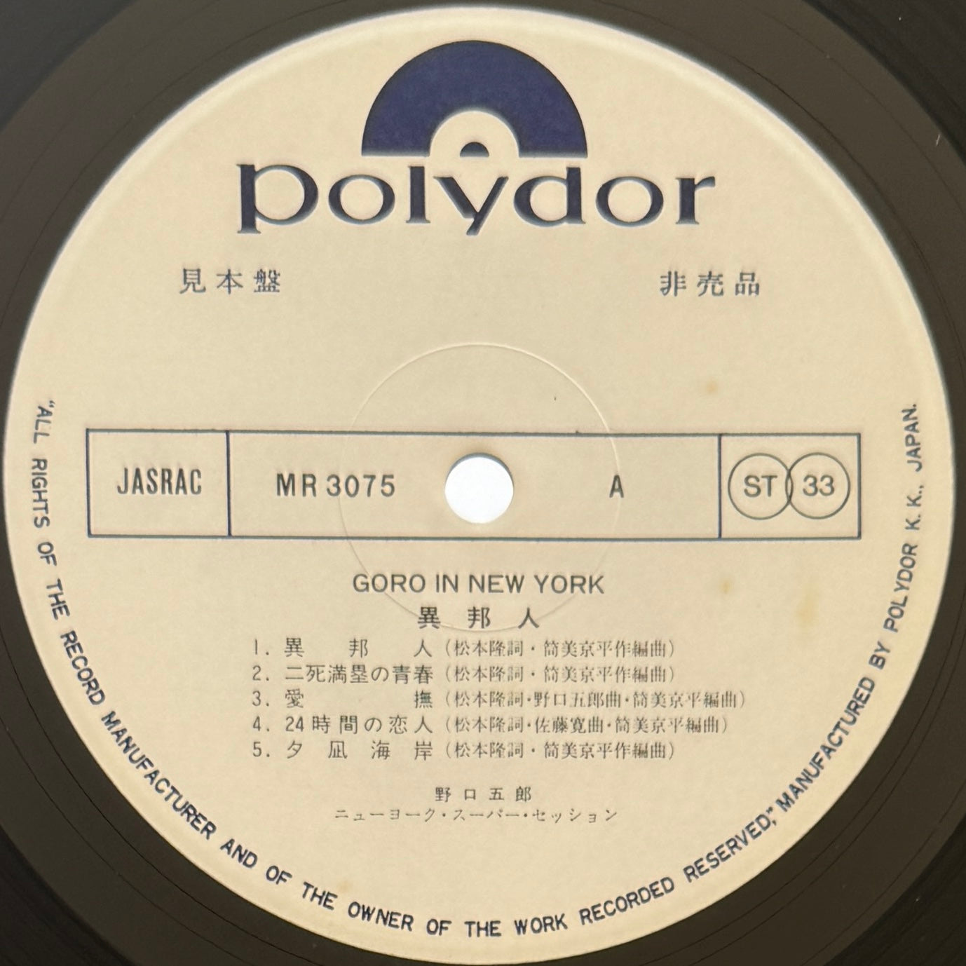 Goro Noguchi - Goro In New York (Original Promo Press)