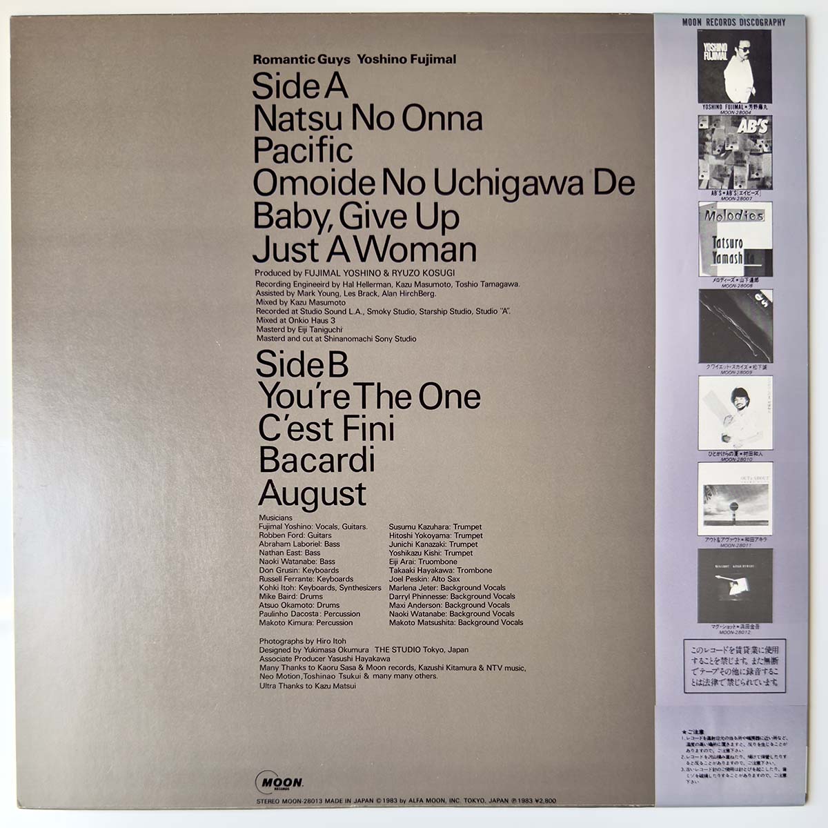 Fujimaru Yoshino - Romantic Guys [1983 Japan Original] (LP)