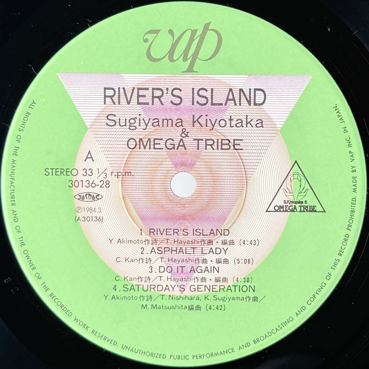 Kiyotaka Sugiyama & Omega Tribe - River's Island [1984 Japan Original] (LP)