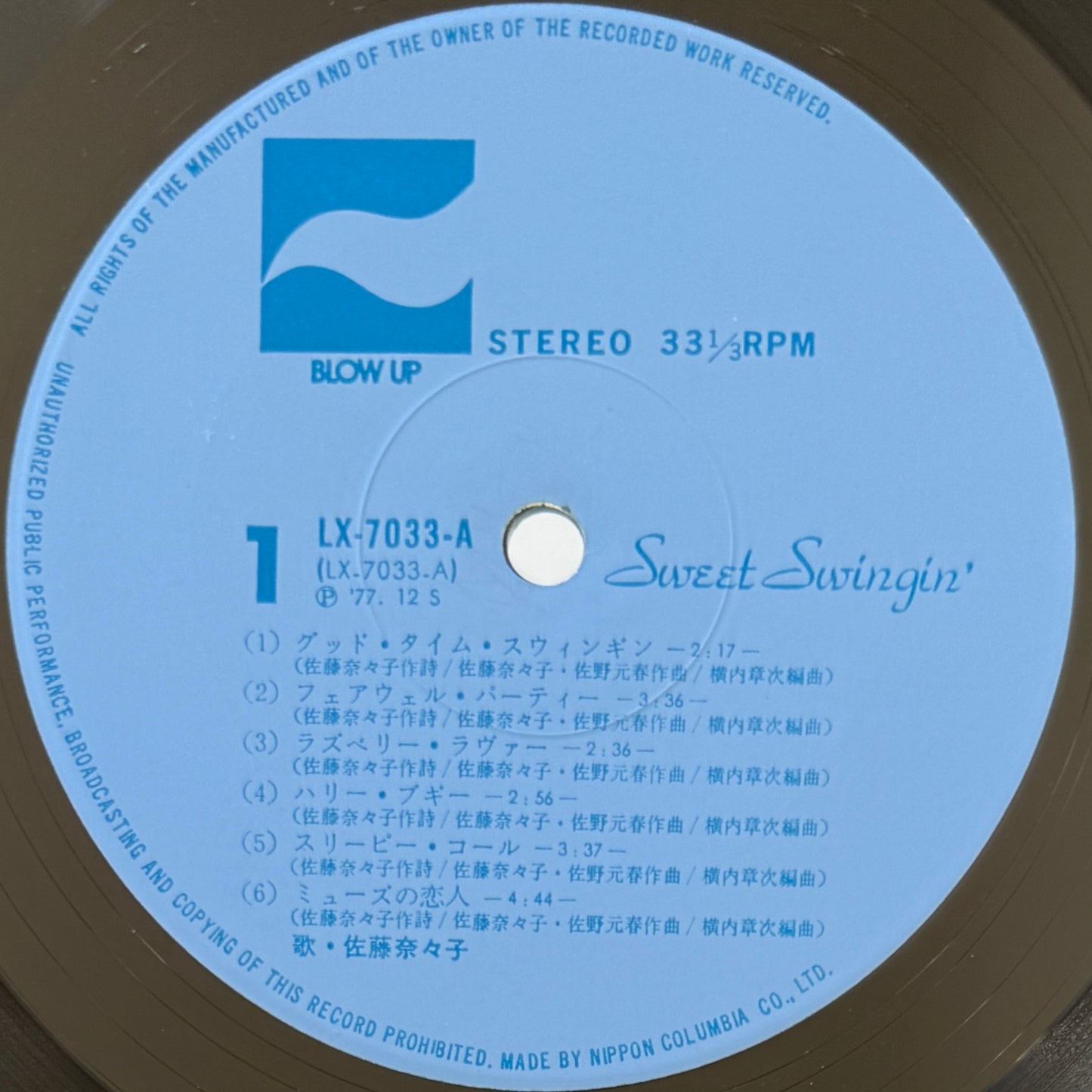 Nanako Sato - Sweet Swingin' (Original Press)