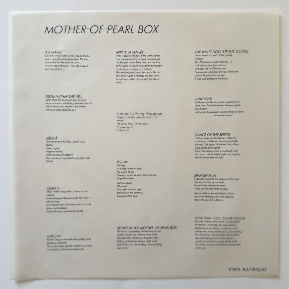 Yuko Matsuzaki - Mother-Of-Pearl Box (Original Press)