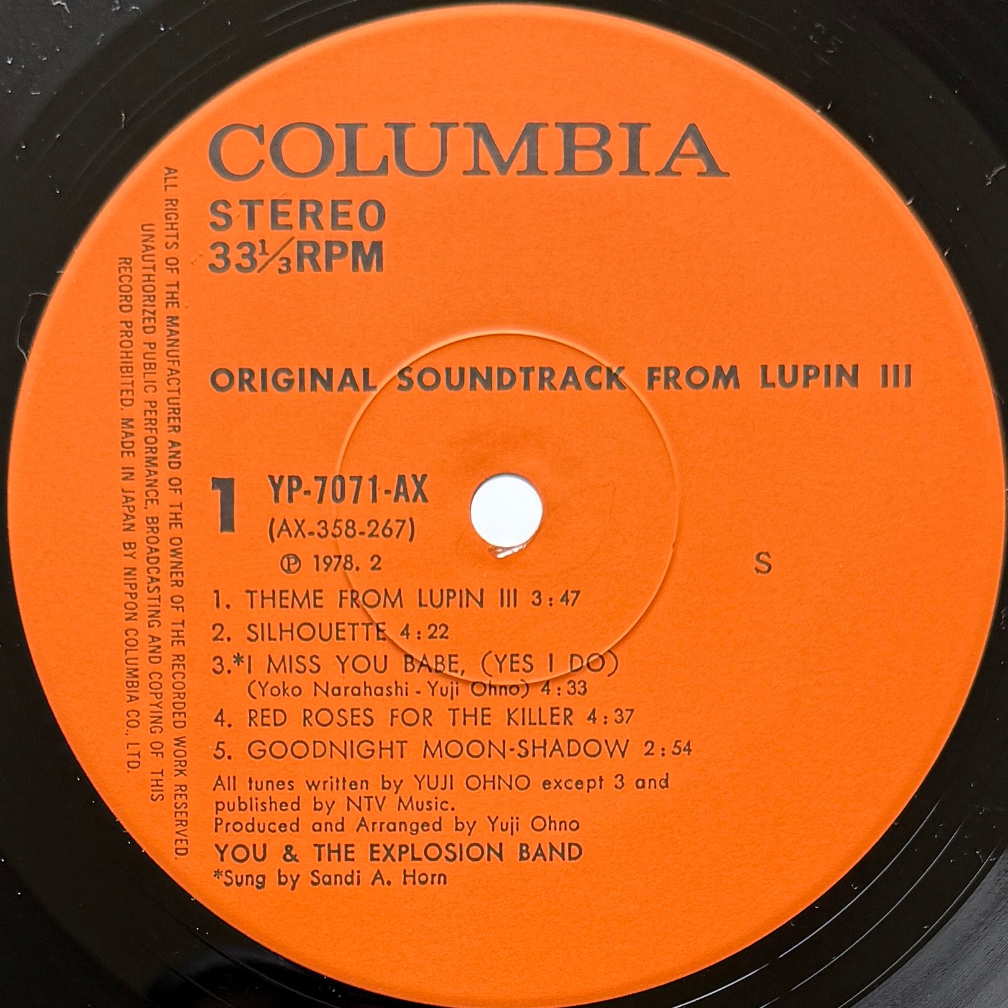 Yuji Ohno / You & The Explosion Band - OST「Lupin Ⅲ」 (Original Press)