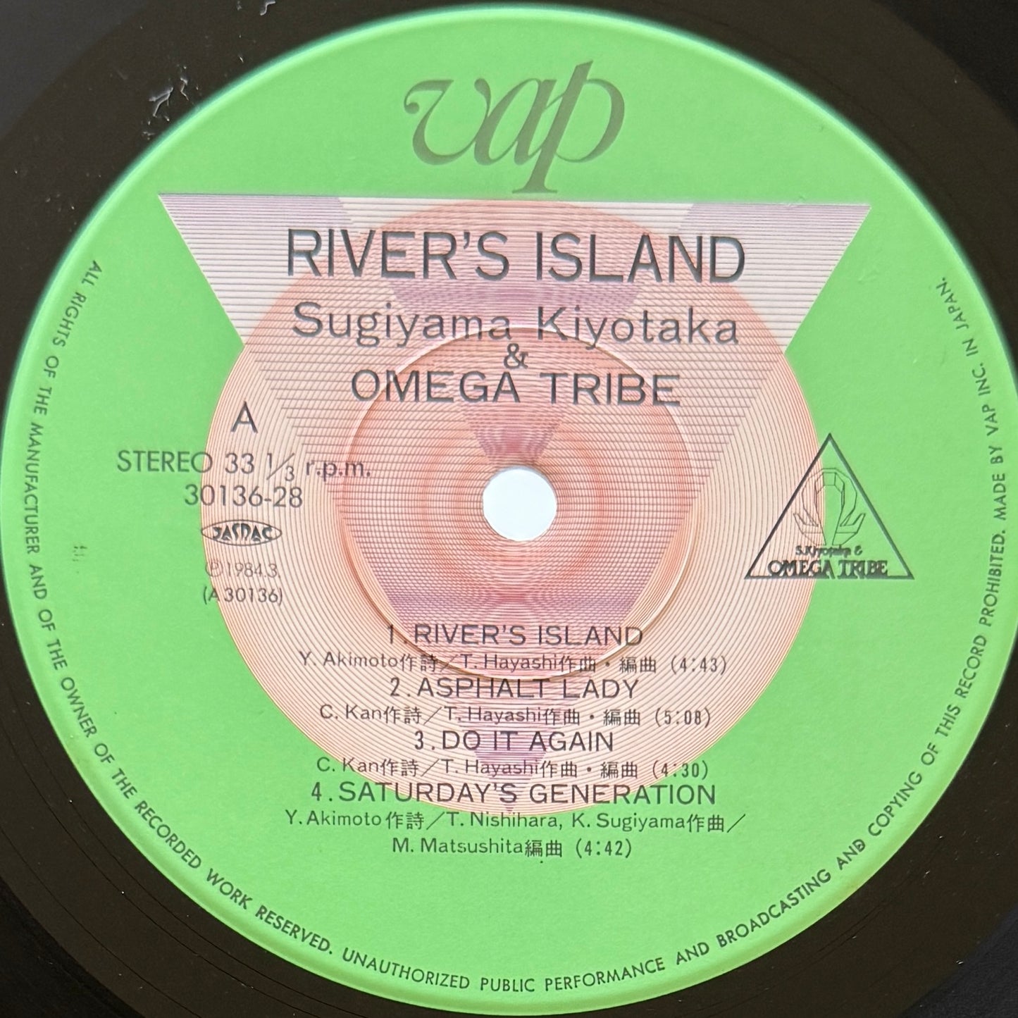 Kiyotaka Sugiyama & Omega Tribe -  River's Island (Original Press)