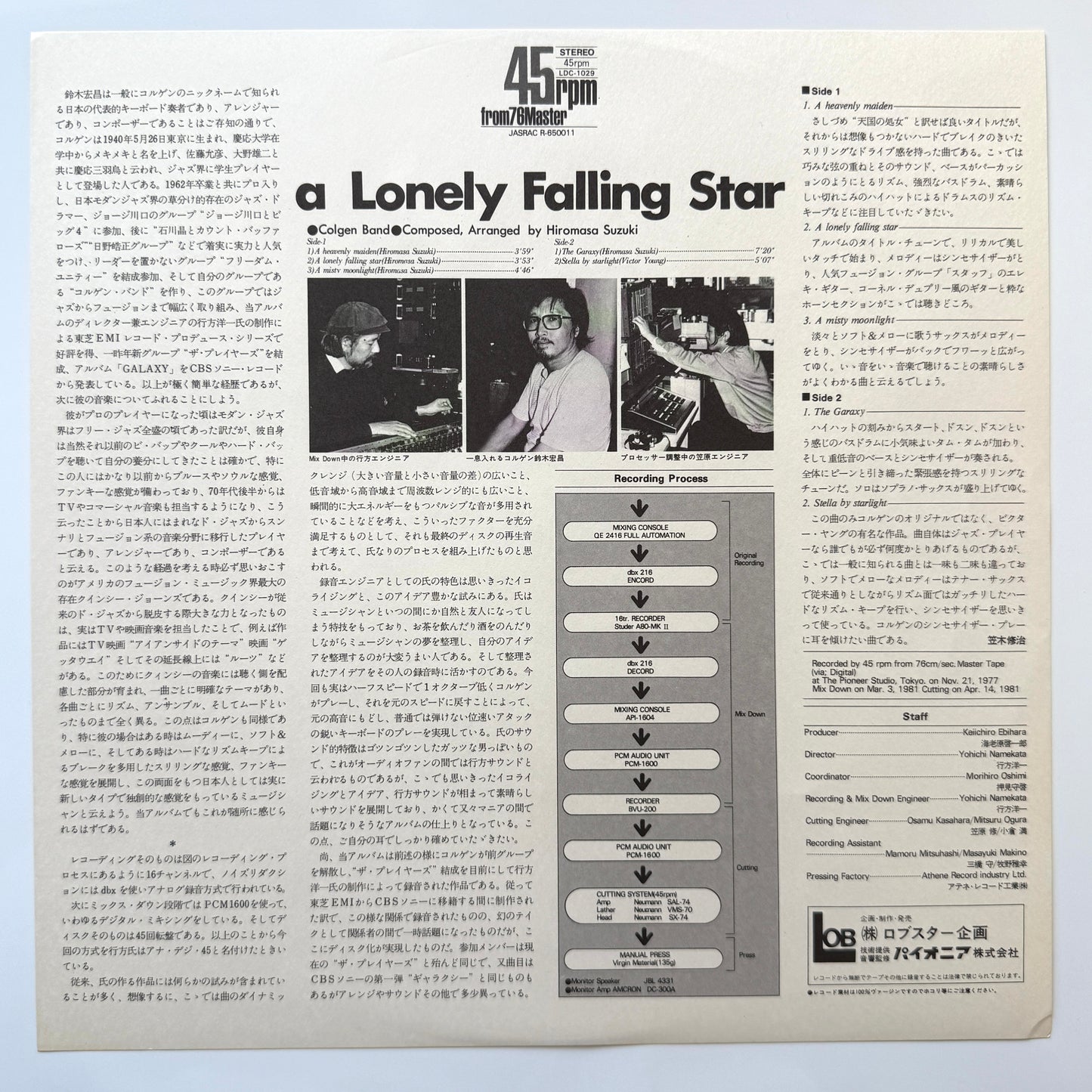 Hiromasa Suzuki (Colgen Band) - A Lonely Falling Star (Original Press)