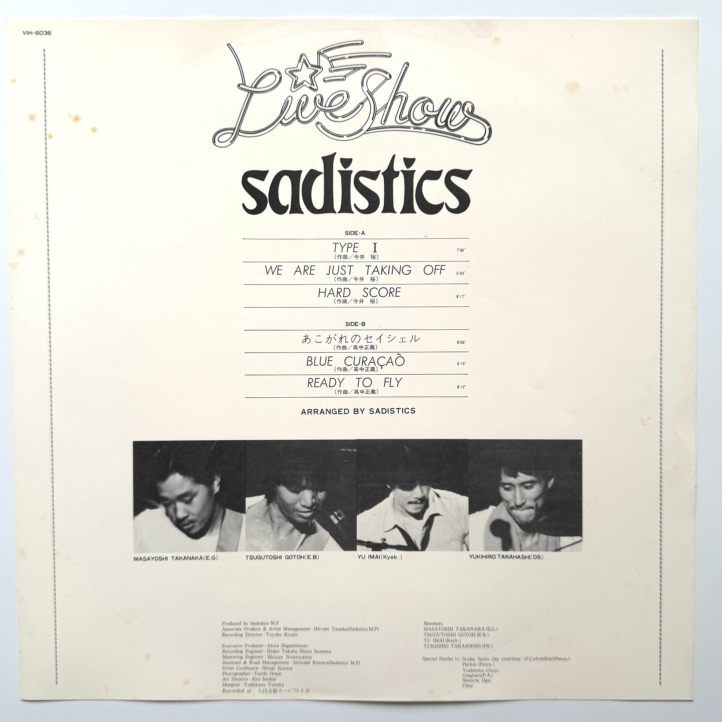 Sadistics - The Live Show (Original Press)