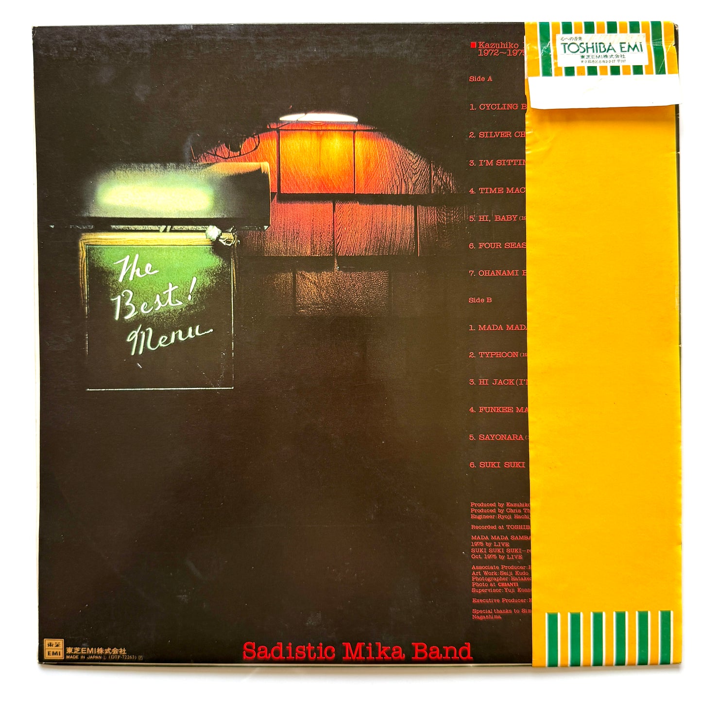 Sadistic Mika Band - The Best! Menu (Original Press)