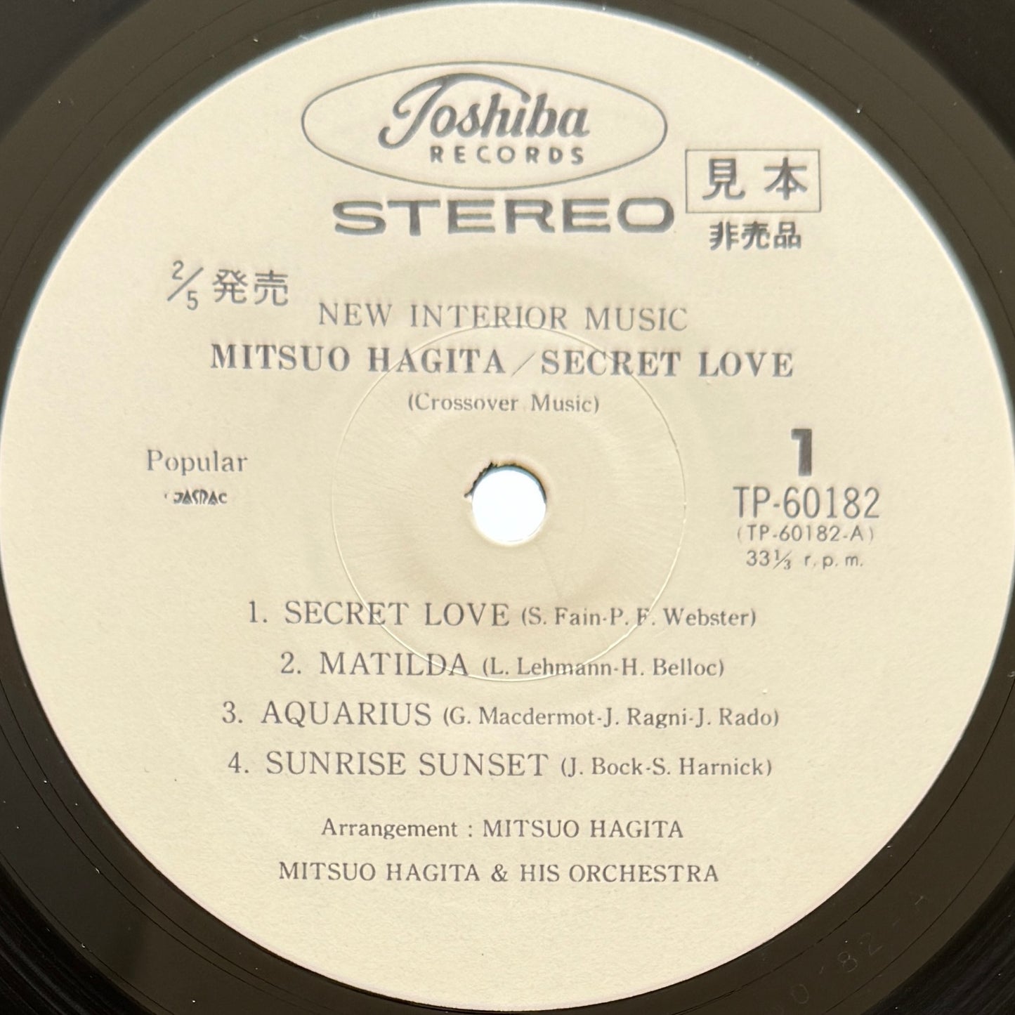 Mitsuo Hagita - Secret Love (Original Promo Press)