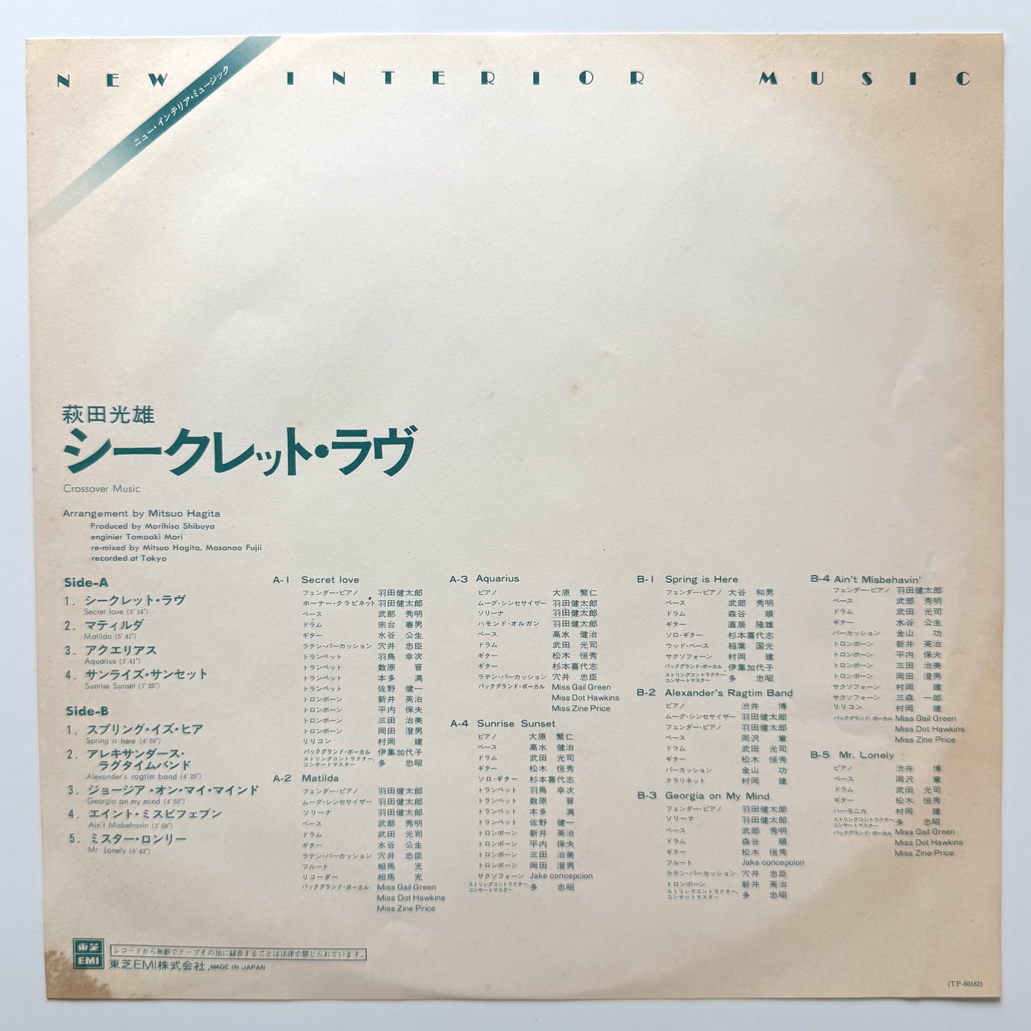 Mitsuo Hagita - Secret Love (Original Promo Press)