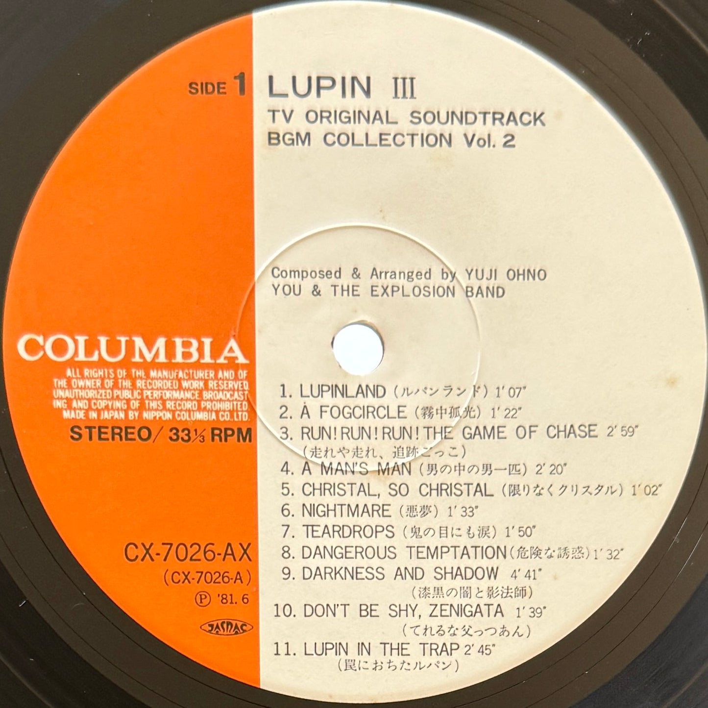 Yuji Ohno / You & The Explosion Band - OST「Lupin The 3rd - TV Original Soundtrack BGM Collection Vol. 2」(Original Press)
