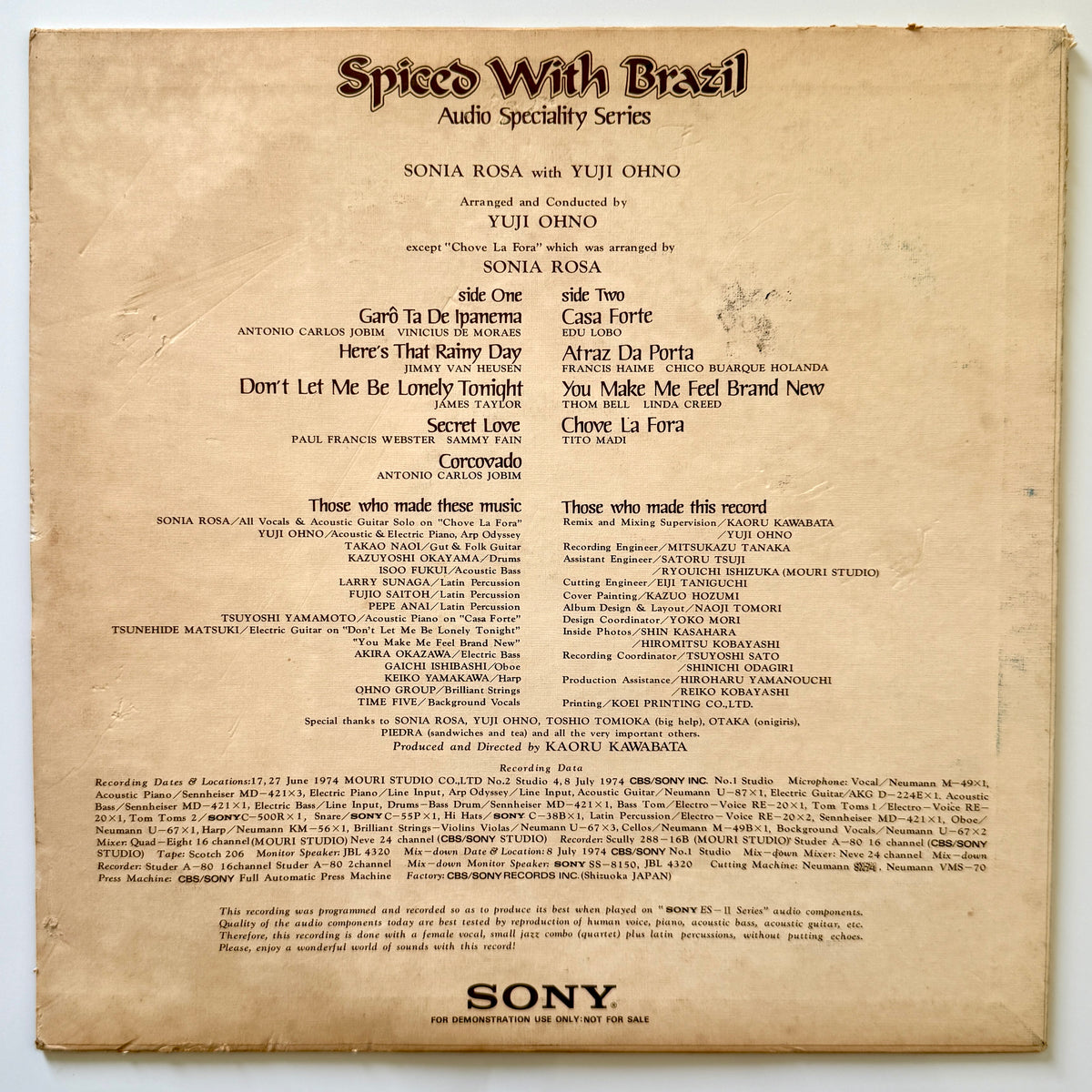 Sonia Rosa With Yuji Ohno - Spiced With Brazil (Original Promo Press)
