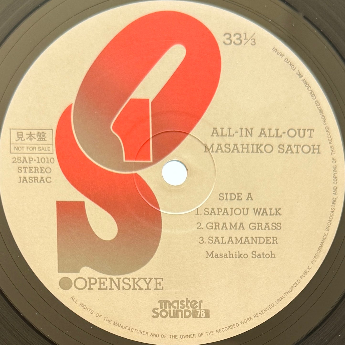 Masahiko Satoh - All-In All-Out (Original Press)
