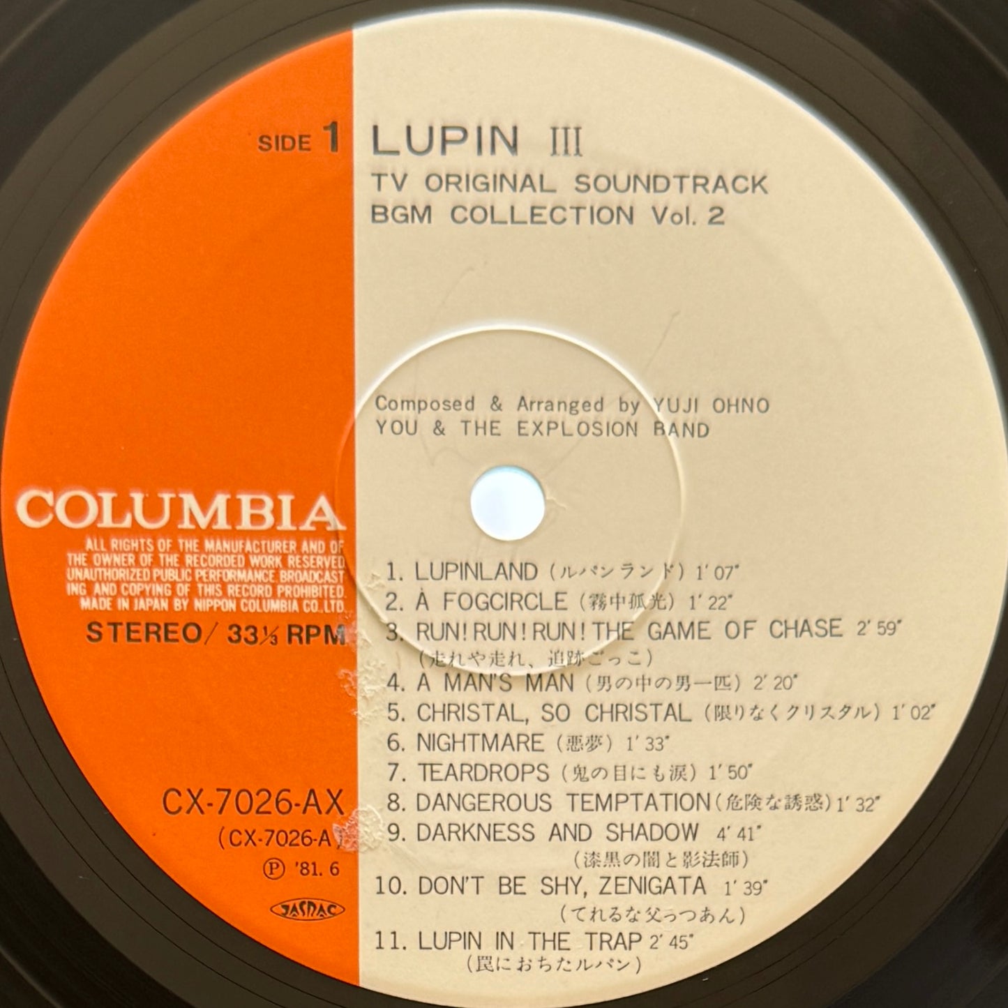 Yuji Ohno / You & The Explosion Band - OST「Lupin The 3rd - TV Original Soundtrack BGM Collection Vol. 2」(Original Press)