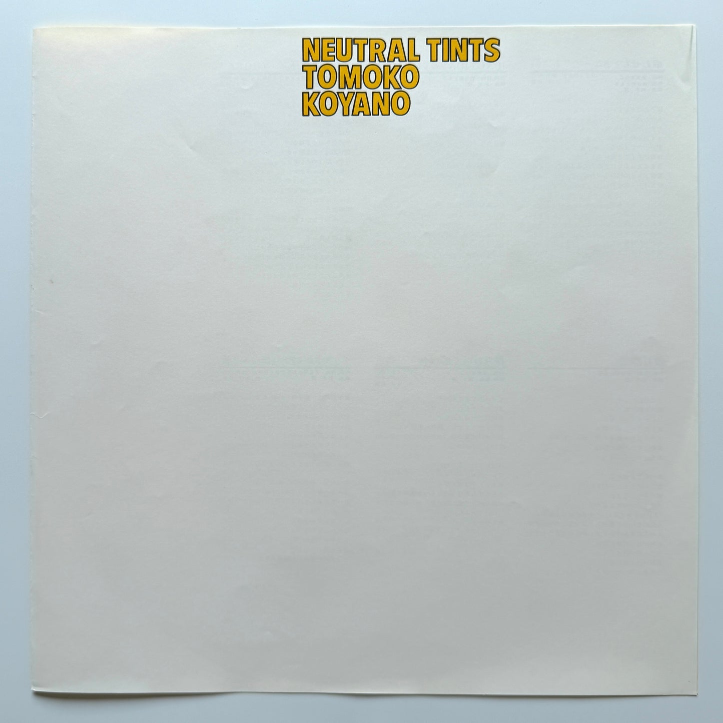 Koyano Tomoko - Neutral Tints (Original Press)