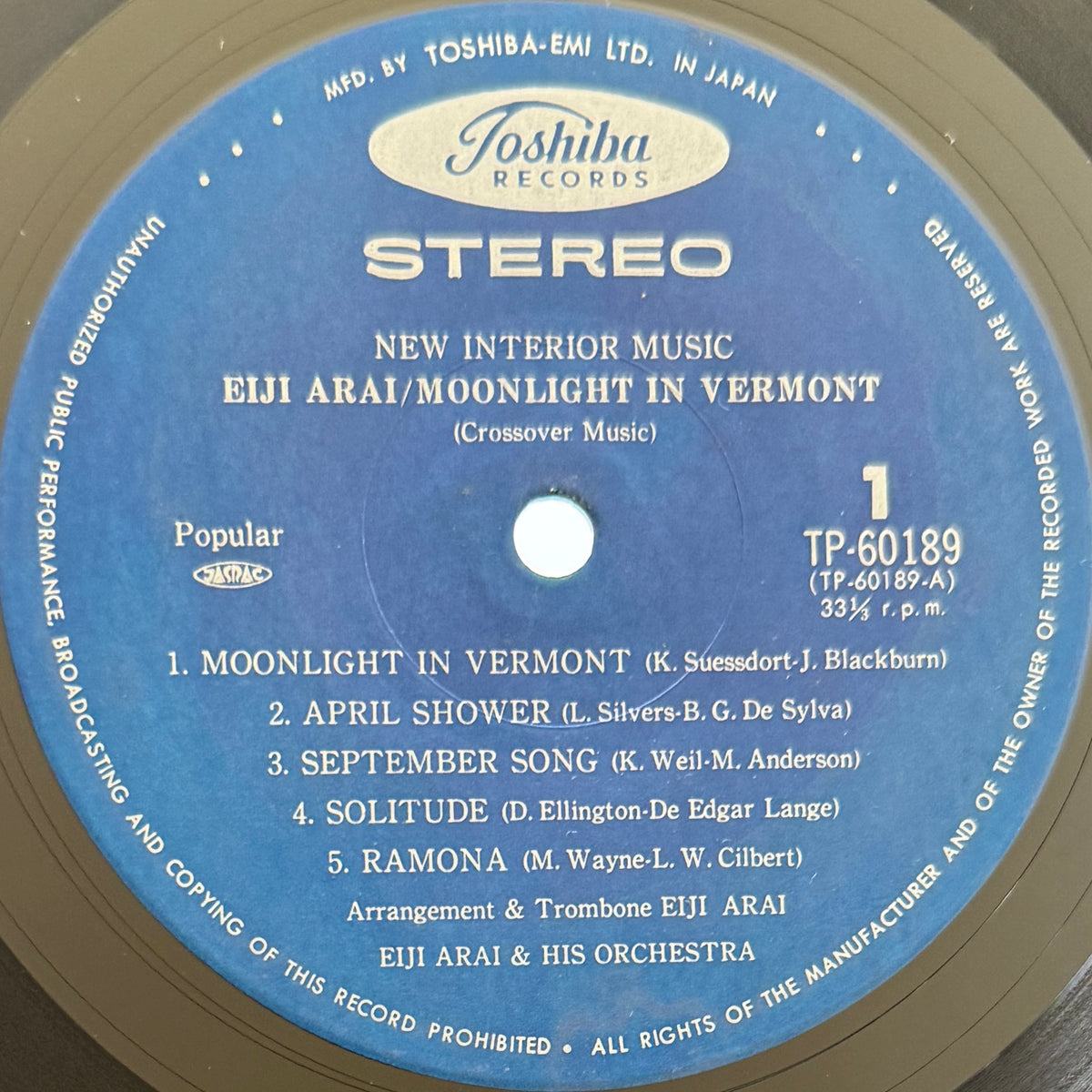 Eiji Arai - Moonlight In Vermont (Original Press)