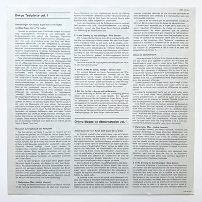 VA(Akira Ishikawa & Count Buffalos / Hiromasa Suzuki / Jimmy Takeuchi) - Onkyo Demonstration Record Vol.1 (Original Promo Press)