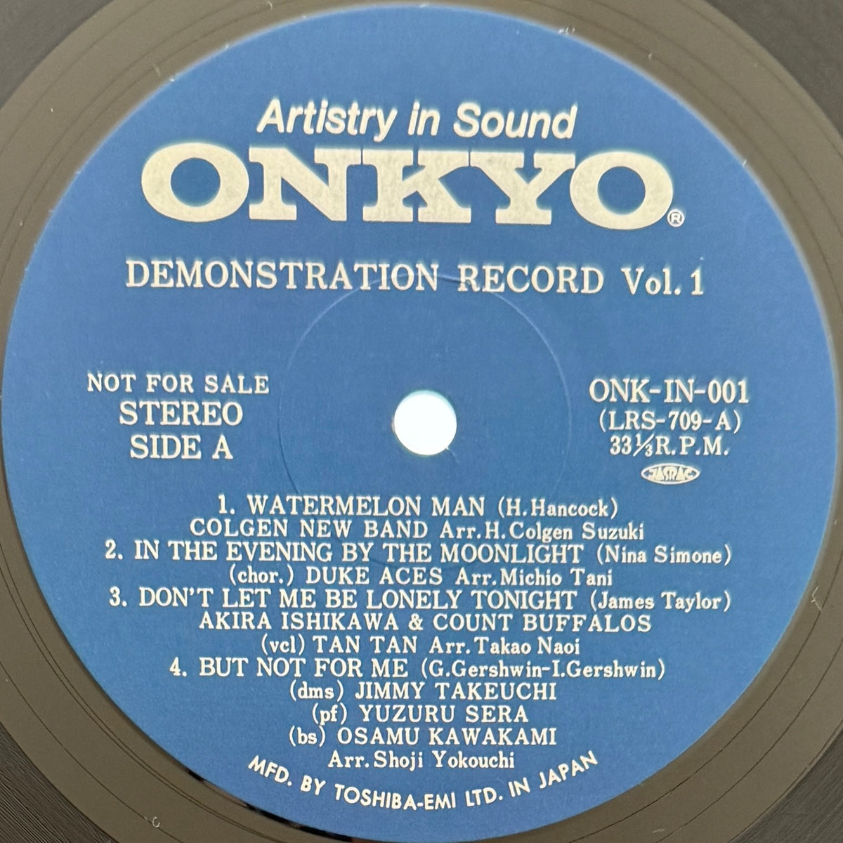 VA(Akira Ishikawa & Count Buffalos / Hiromasa Suzuki / Jimmy Takeuchi) - Onkyo Demonstration Record Vol.1 (Original Promo Press)