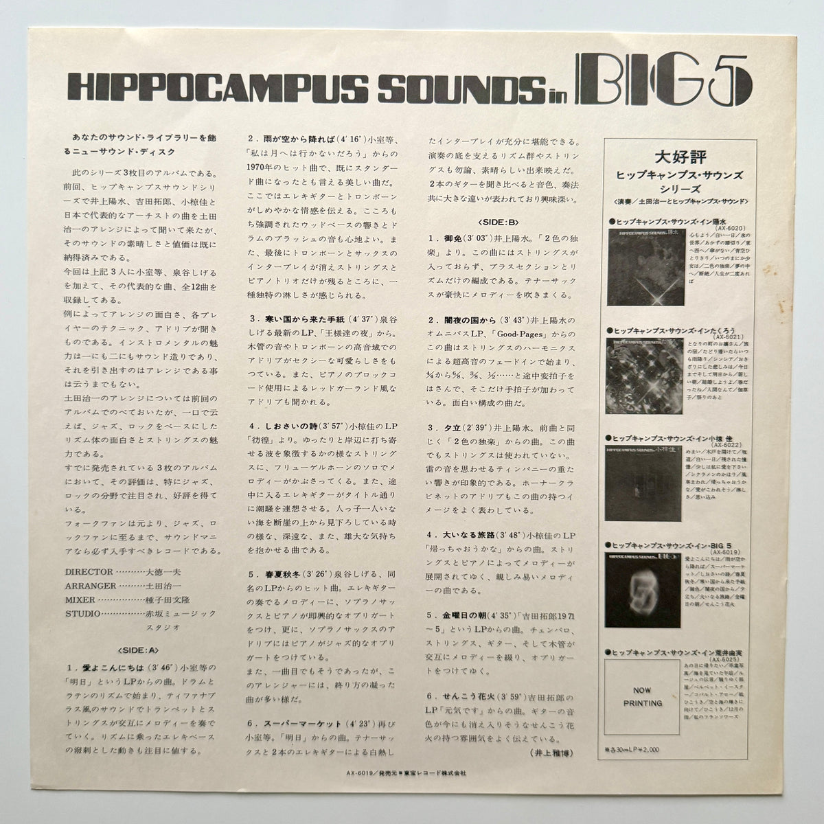 Harukazu Tsuchida - Hippocampus Sounds In Big5 (Original Press)